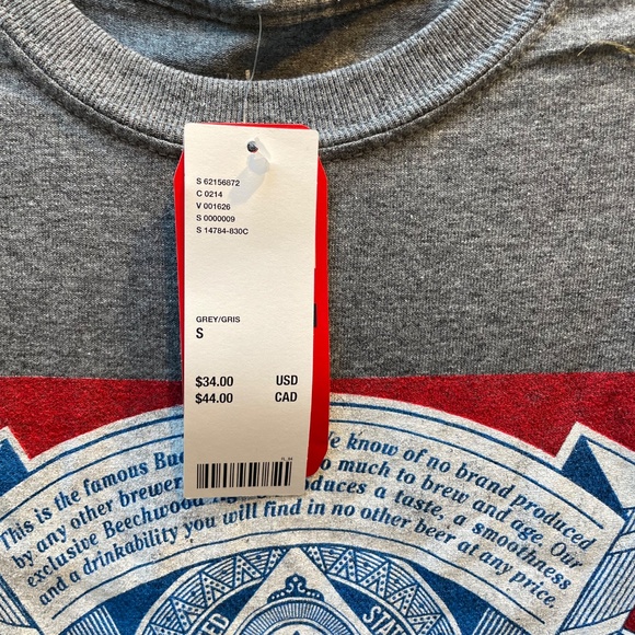❤️ URBAN OUTFITTERS BREW CITY GREY BUDWEISER TEE SHIRT SIZE SMALL NEW - Picture 3 of 3
